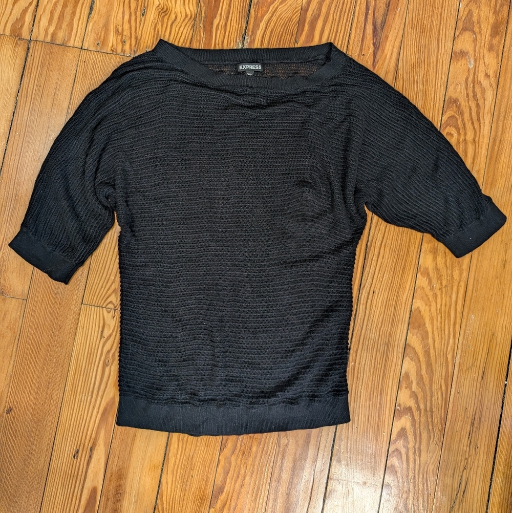Black Loose Knit Short Sleeve Shrug Sweater Women's‎ Size M
